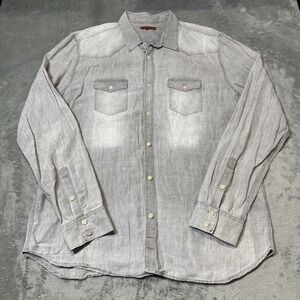 7 For All Mankind Shirt Men XXL Linen Blend Button Up Long Sleeve Coastal Preppy